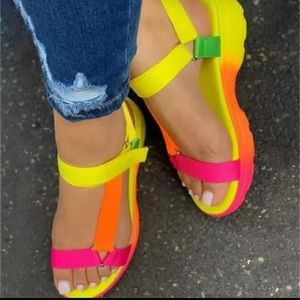 Platform multi color sandals with straps